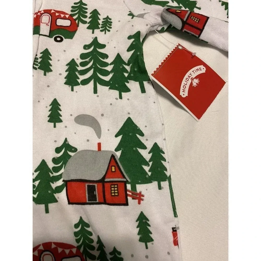 Holiday Time Unisex 1 Piece Sleep & Play 0-3M Trees Campers Cabins one piece